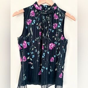 White House Black Market Floral Sleeveless Top - Black and Pink